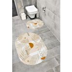 Bordo Halı Su Emici Yumuşak Kaymaz Taban Sünger Dolgulu Yıkanabilir Dekoratif Banyo Paspası Takımı-1173