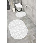 Bordo Halı Su Emici Yumuşak Kaymaz Taban Sünger Dolgulu Yıkanabilir Dekoratif Banyo Paspası Takımı 1176Grioval