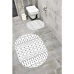 Bordo Halı Su Emici Yumuşak Kaymaz Taban Sünger Dolgulu Yıkanabilir Dekoratif Banyo Paspası Takımı 1177 Oval