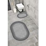 Bordo Halı Su Emici Yumuşak Kaymaz Taban Sünger Dolgulu Yıkanabilir Dekoratif Banyo Paspası Takımı 1193 OVAL