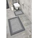 Bordo Halı Su Emici Yumuşak Kaymaz Taban Sünger Dolgulu Yıkanabilir Dekoratif Banyo Paspası Takımı 1193