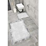 Bordo Halı Su Emici Yumuşak Kaymaz Taban Sünger Dolgulu Yıkanabilir Dekoratif Banyo Paspası Takımı 1194