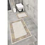 Bordo Halı Su Emici Yumuşak Kaymaz Taban Sünger Dolgulu Yıkanabilir Dekoratif Banyo Paspası Takımı 1219