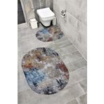 Bordo Halı Su Emici Yumuşak Kaymaz Taban Sünger Dolgulu Yıkanabilir Dekoratif Banyo Paspası Takımı 1236 OVAL