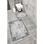 Bordo Halı Su Emici Yumuşak Kaymaz Taban Sünger Dolgulu Yıkanabilir Dekoratif Banyo Paspası Takımı 1263