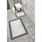 Bordo Halı Su Emici Yumuşak Kaymaz Taban Sünger Dolgulu Yıkanabilir Dekoratif Banyo Paspası Takımı 1361DEKORSAN