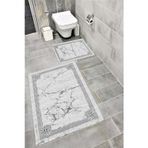 Bordo Halı Su Emici Yumuşak Kaymaz Taban Sünger Dolgulu Yıkanabilir Dekoratif Banyo Paspası Takımı 1374A