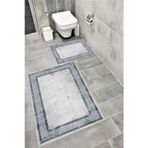 Bordo Halı Su Emici Yumuşak Kaymaz Taban Sünger Dolgulu Yıkanabilir Dekoratif Banyo Paspası Takımı Abra
