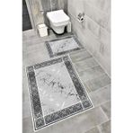 Bordo Halı Su Emici Yumuşak Kaymaz Taban Sünger Dolgulu Yıkanabilir Dekoratif Banyo Paspası Takımı AGİNG