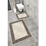 Bordo Halı Su Emici Yumuşak Kaymaz Taban Sünger Dolgulu Yıkanabilir Dekoratif Banyo Paspası Takımı AGİNGKR