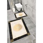 Bordo Halı Su Emici Yumuşak Kaymaz Taban Sünger Dolgulu Yıkanabilir Dekoratif Banyo Paspası Takımı ARGUVAN1037