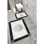 Bordo Halı Su Emici Yumuşak Kaymaz Taban Sünger Dolgulu Yıkanabilir Dekoratif Banyo Paspası Takımı ARGUVAN1038