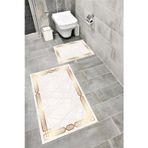 Bordo Halı Su Emici Yumuşak Kaymaz Taban Sünger Dolgulu Yıkanabilir Dekoratif Banyo Paspası Takımı-Bny1003