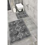 Bordo Halı Su Emici Yumuşak Kaymaz Taban Sünger Dolgulu Yıkanabilir Dekoratif Banyo Paspası Takımı EHL132A