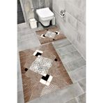 Bordo Halı Su Emici Yumuşak Kaymaz Taban Sünger Dolgulu Yıkanabilir Dekoratif Banyo Paspası Takımı EHL29