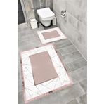 Bordo Halı Su Emici Yumuşak Kaymaz Taban Sünger Dolgulu Yıkanabilir Dekoratif Banyo Paspası Takımı EHL44
