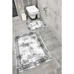 Bordo Halı Su Emici Yumuşak Kaymaz Taban Sünger Dolgulu Yıkanabilir Dekoratif Banyo Paspası Takımı Ehl59