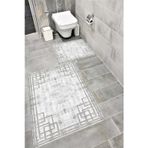 Bordo Halı Su Emici Yumuşak Kaymaz Taban Sünger Dolgulu Yıkanabilir Dekoratif Banyo Paspası Takımı Fast