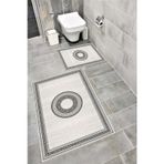 Bordo Halı Su Emici Yumuşak Kaymaz Taban Sünger Dolgulu Yıkanabilir Dekoratif Banyo Paspası Takımı GREEK