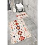 Bordo Halı Su Emici Yumuşak Kaymaz Taban Sünger Dolgulu Yıkanabilir Dekoratif Banyo Paspası Takımı İSKRENKLİ
