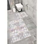 Bordo Halı Su Emici Yumuşak Kaymaz Taban Sünger Dolgulu Yıkanabilir Dekoratif Banyo Paspası Takımı LİNA