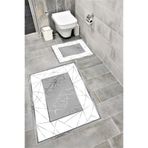 Bordo Halı Su Emici Yumuşak Kaymaz Taban Sünger Dolgulu Yıkanabilir Dekoratif Banyo Paspası Takımı MOLİVA