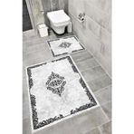 Bordo Halı Su Emici Yumuşak Kaymaz Taban Sünger Dolgulu Yıkanabilir Dekoratif Banyo Paspası Takımı PERVAZ