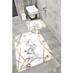 Bordo Halı Su Emici Yumuşak Kaymaz Taban Sünger Dolgulu Yıkanabilir Dekoratif Banyo Paspası Takımı PLATİNGOLD