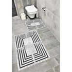 Bordo Halı Su Emici Yumuşak Kaymaz Taban Sünger Dolgulu Yıkanabilir Dekoratif Banyo Paspası Takımı SQUARE