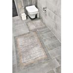 Bordo Halı Su Emici Yumuşak Kaymaz Taban Sünger Dolgulu Yıkanabilir Dekoratif Banyo Paspası Takımı VİONE