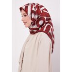 Bordo Harf Baskılı Twill İpek Eşarp
