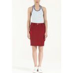 Bordo Ipek Kumaş Mixli Dar Kesim Etek 80552 - 01-Bordo - 48