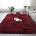 Bordo kabarık Faux kürk alan halı oturma odası yatak odası ev dekor için 4x6.6 feet ultra yumuşak tüylü halı kaymaz yüksek havlı doku