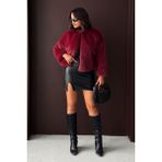 Bordo Kadın Suni Kürk Ceket Modern Premium Luxury Trend Tasarım Mont
