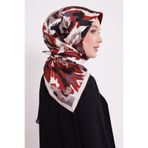 Bordo Kamuflaj Desen Twill İpek Eşarp