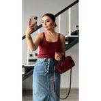 Bordo Kare Yaka Fitilli Askılı Atlet