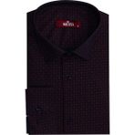 Bordo Kaz Ayağı Desenli Slim Fit Gömlek - 3XL