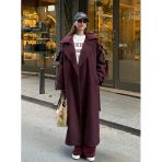 Bordo Kolları Cep Detaylı Premium Kaban