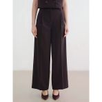 Bordo Loose Fit Çizgili Kadın Pileli Kumaş Pantolon