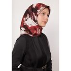 Bordo Lotus Çiçek Twill İpek Eşarp