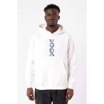 Bordo Mavi Dna Beyaz Erkek 3İp Kapşonlu Sweatshirt