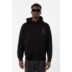 Bordo Mavi Dna Siyah Erkek 3İp Kapşonlu Sweatshirt