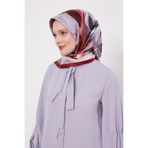Bordo Menekşe Desen Twill İpek Eşarp