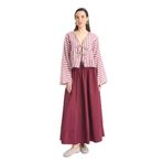 Bordo Modal Kumaş Çizgili Önden Bağlamalı Bluz 29292