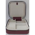 Bordo Orta Boy Takı ve Seyahat Kutusu, Ahşap ve Deri, 15X15 cm - Antrasit - Seçenek 1