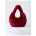 Bordo Peluş Omuz Çantası