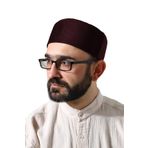 Bordo Petek Kareli Kadife Kalıp Namaz Takkesi Bordo 60
