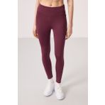Bordo Polyester Esnek Standart Fit Performans Kadın Tayt - 94667