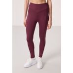 Bordo Polyester Standart Fit Esnek Performans Kadın Tayt - 94666