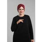 Bordo Pratik Hazır Geçmeli Tesettür Bone Sandy Büzgülü Salaş 2119_16